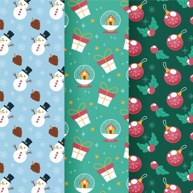 Colección patrones navideños dibujados a mano