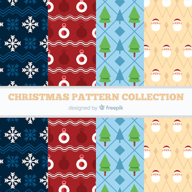 Colección de patrones navideños en diseño plano
