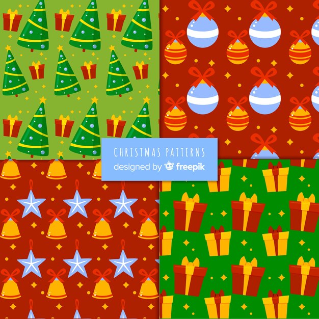 Colección de patrones navideños en diseño plano