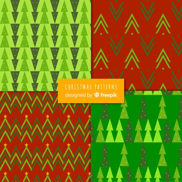 Colección de patrones navideños en diseño plano