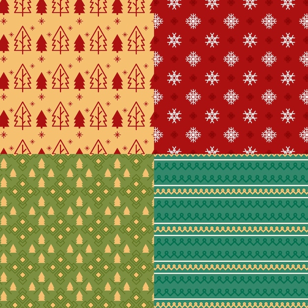 Colección de patrones navideños en diseño plano