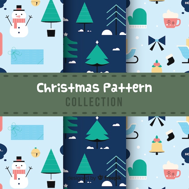 Vector gratuito colección de patrones navideños en diseño plano