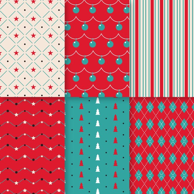 Colección de patrones navideños de diseño plano