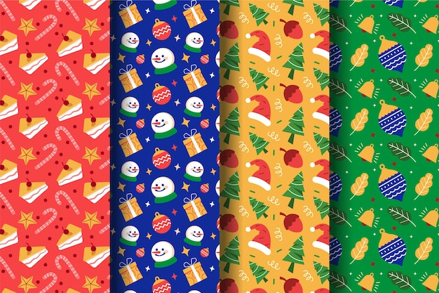 Colección de patrones navideños en diseño plano