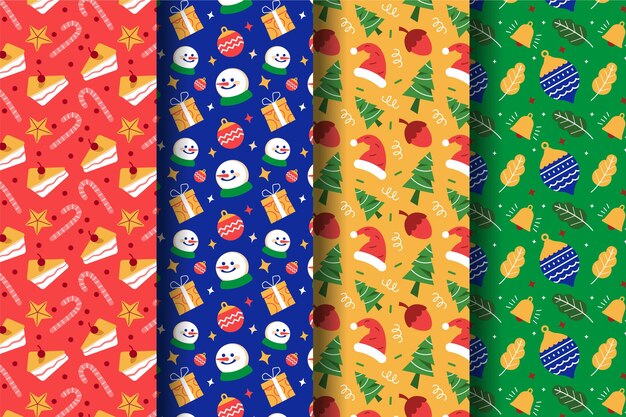 Colección de patrones navideños en diseño plano