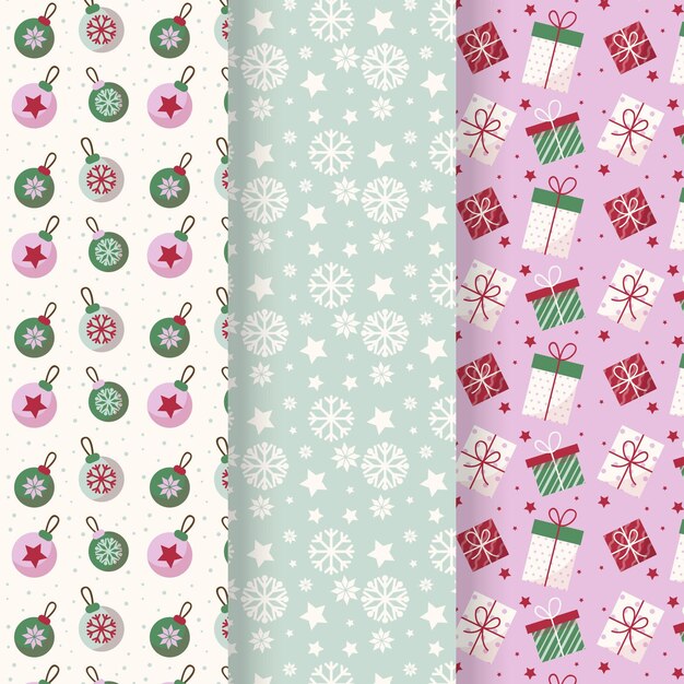 Colección de patrones navideños en diseño plano