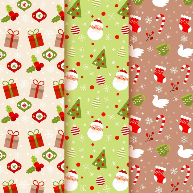 Colección de patrones navideños de diseño plano