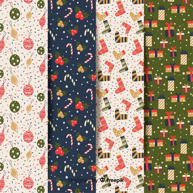 Colección de patrones navideños de diseño plano