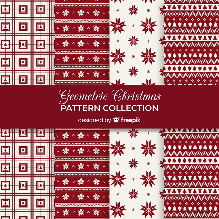 Vector gratuito colección de patrones navideños geométricos