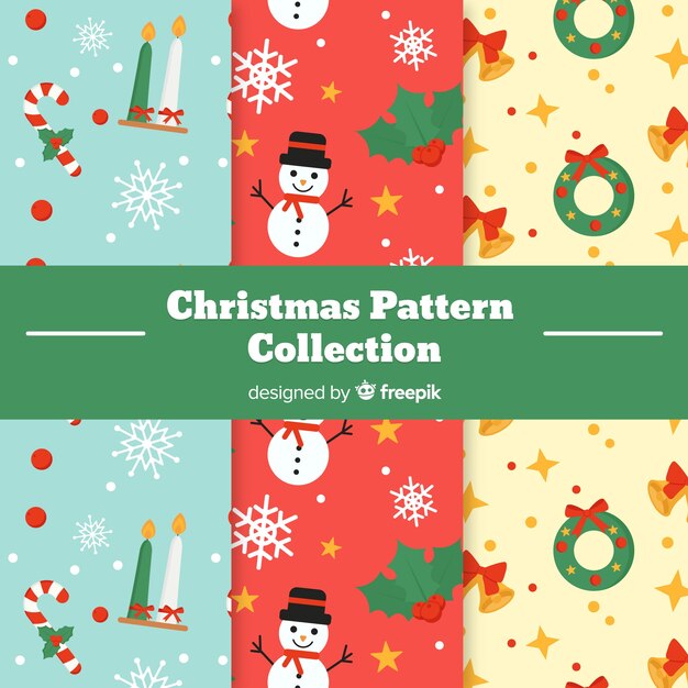 Colección de patrones navideños planos