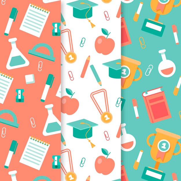 Colección de patrones de objetos y libros de química