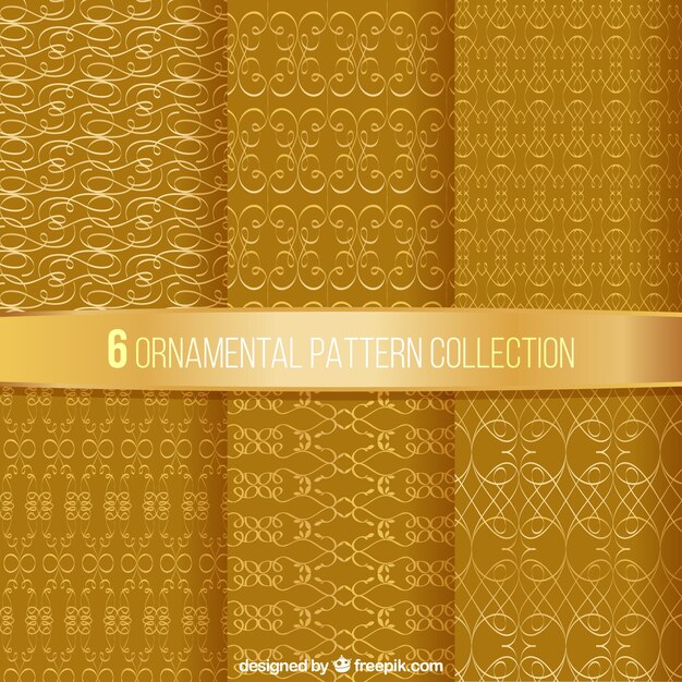 Colección de patrones ornamentales dorados
