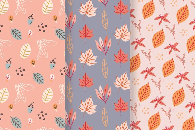 Colección de patrones de otoño en acuarela