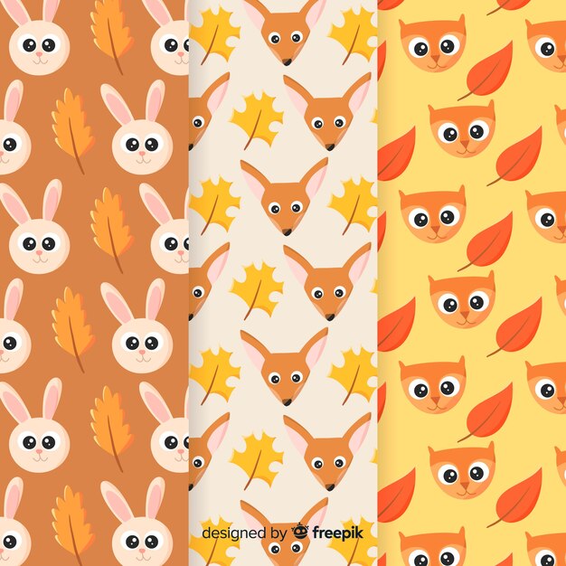 Colección de patrones de otoño dibujados a mano