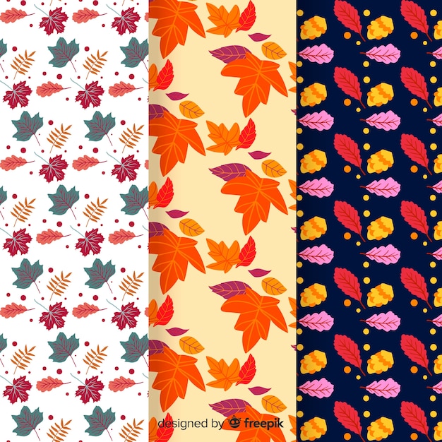 Colección de patrones de otoño dibujados a mano