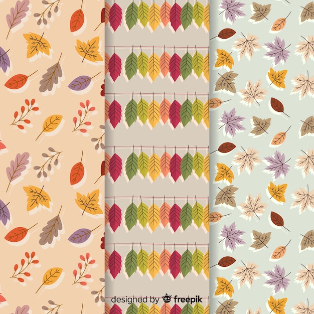 Colección de patrones de otoño dibujados a mano