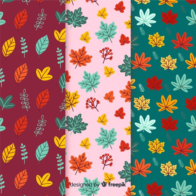 Colección de patrones de otoño dibujados a mano