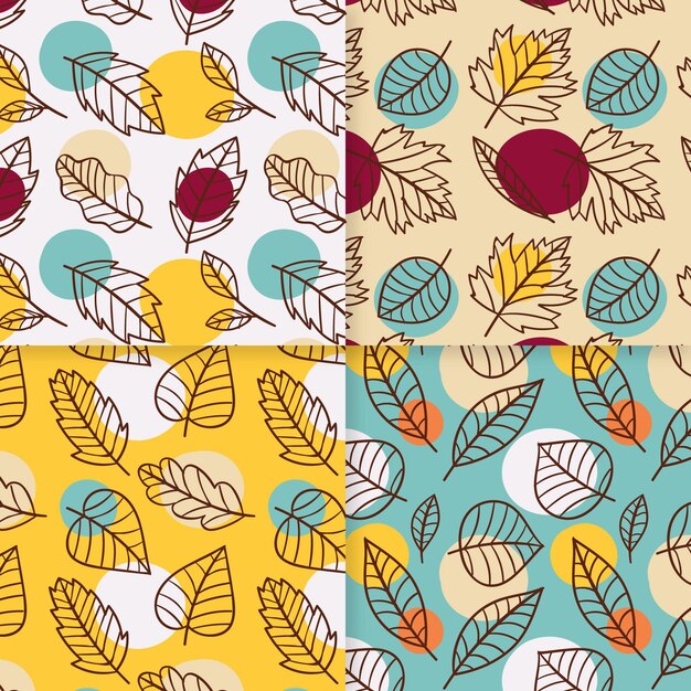 Colección de patrones de otoño dibujados a mano