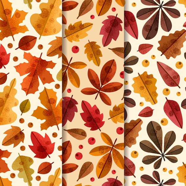 Colección de patrones de otoño dibujados a mano
