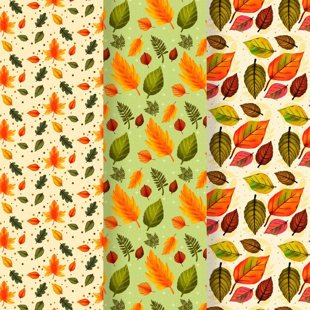 Colección de patrones de otoño dibujados a mano