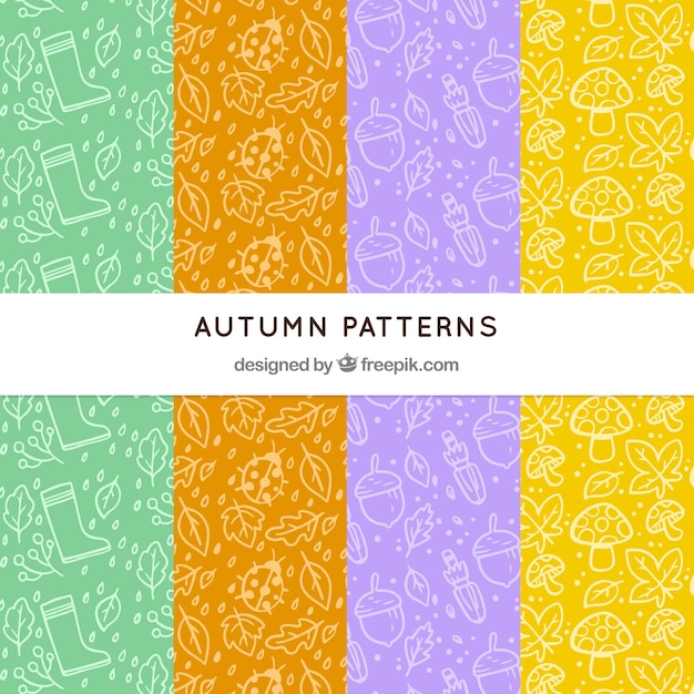 Colección de patrones de otoño con hojas