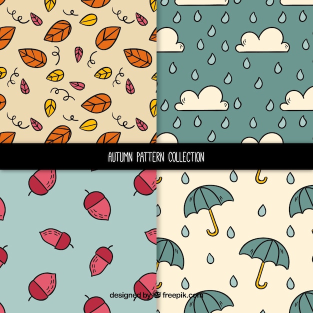 Vector gratuito colección de patrones de otoño con naturaleza