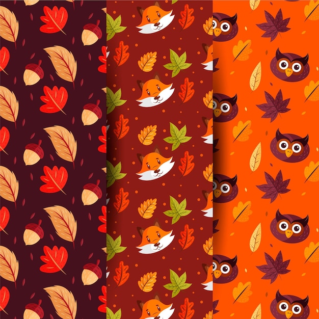 Vector gratuito colección de patrones de otoño