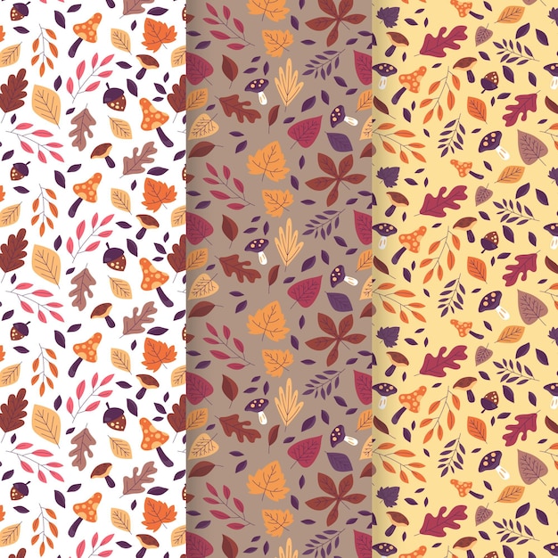 Vector gratuito colección de patrones de otoño