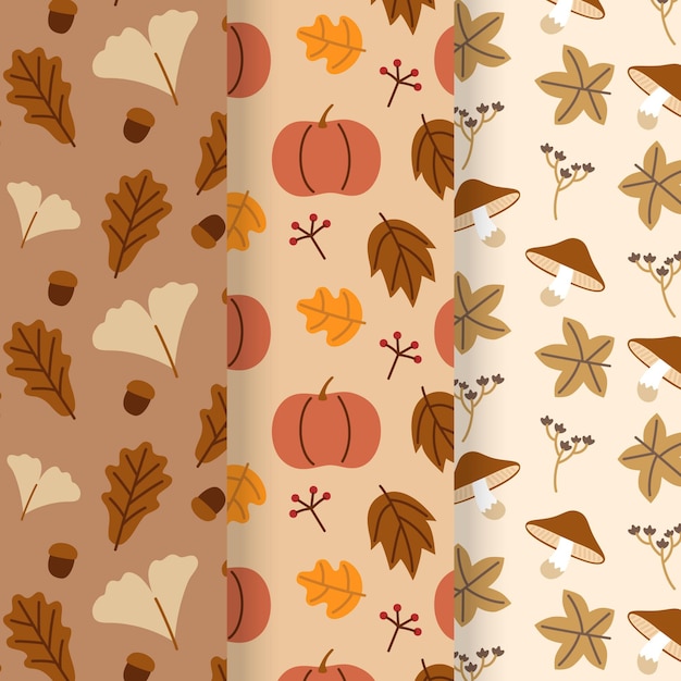 Vector gratuito colección de patrones de otoño