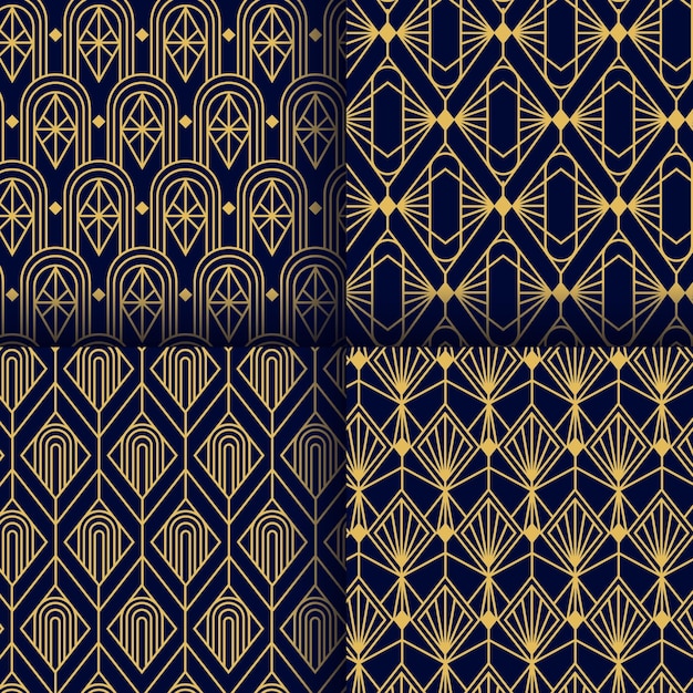 Colección de patrones planos art deco
