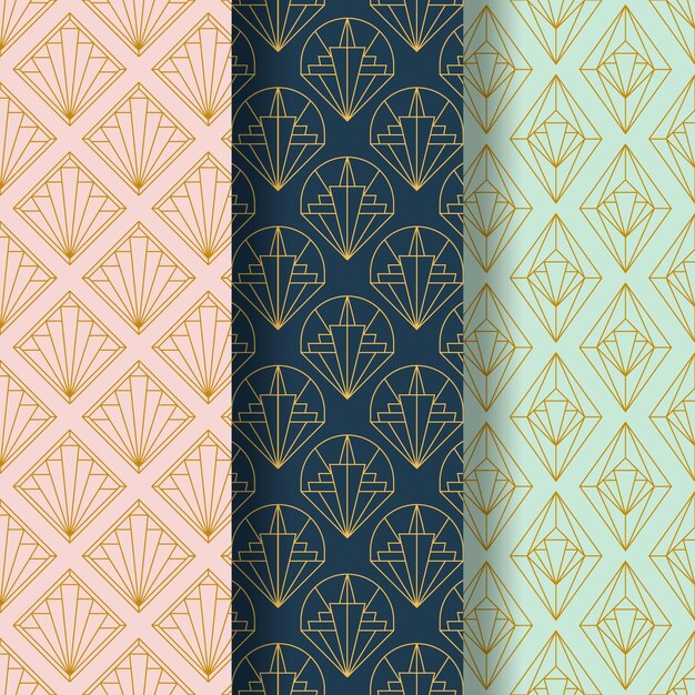 Colección de patrones planos art deco