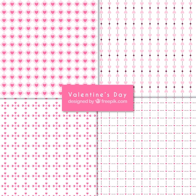 Vector gratuito colección de patrones planos del día de san valentín