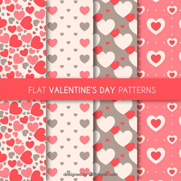 Colección de patrones planos de día de san valentín