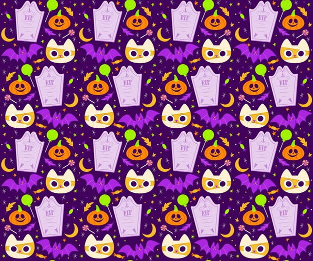 Colección de patrones planos de halloween