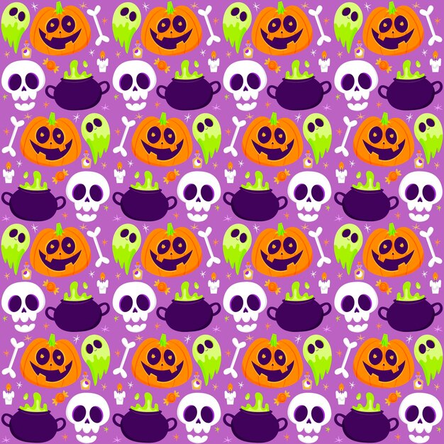 Colección de patrones planos de halloween