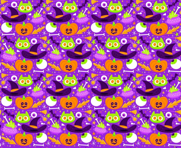 Colección de patrones planos de halloween