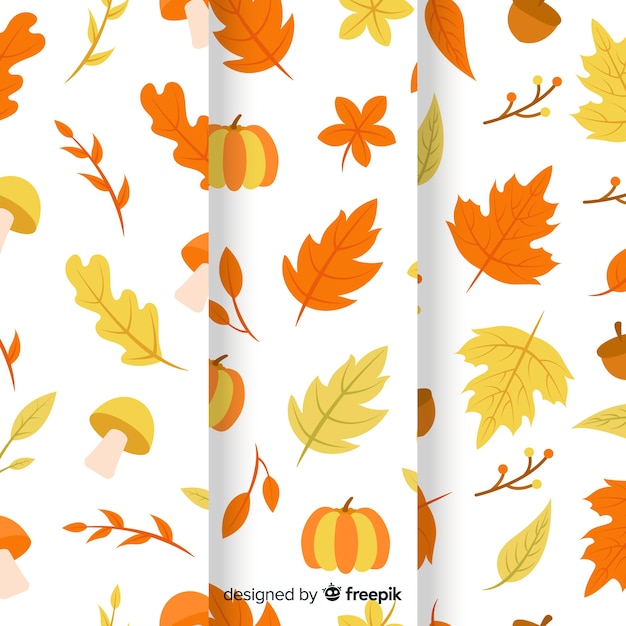 Colección de patrones planos de otoño.