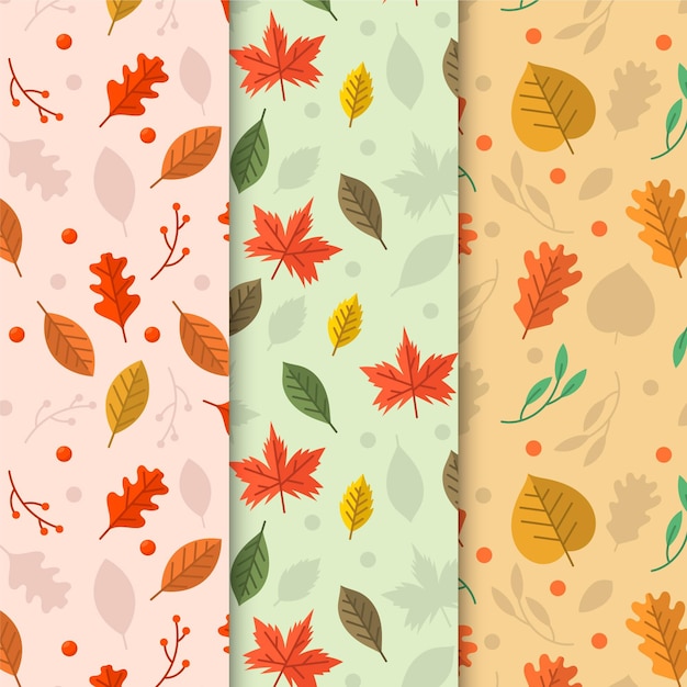 Colección de patrones planos de otoño