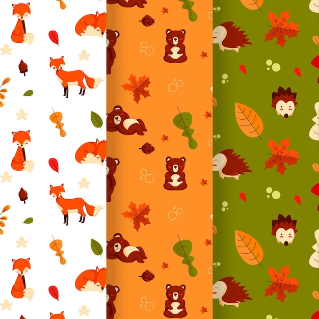 Colección de patrones planos de otoño