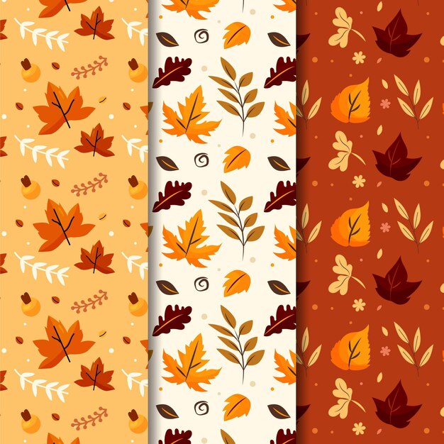Colección de patrones planos de otoño