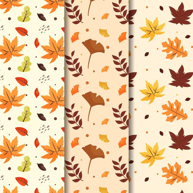 Colección de patrones planos de otoño