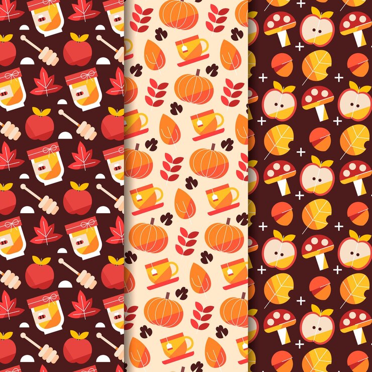 Vector gratuito colección de patrones planos de otoño
