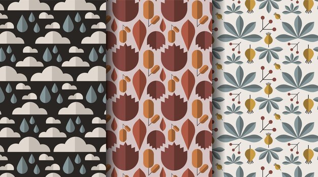 Colección de patrones planos de otoño