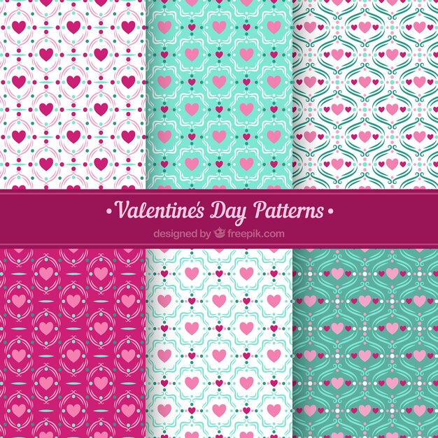 Colección de patrones planos de san valentín