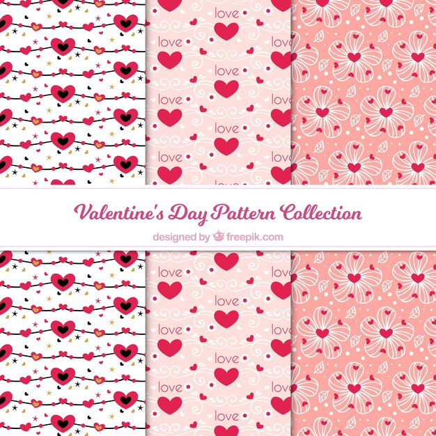 Colección de patrones planos de san valentín