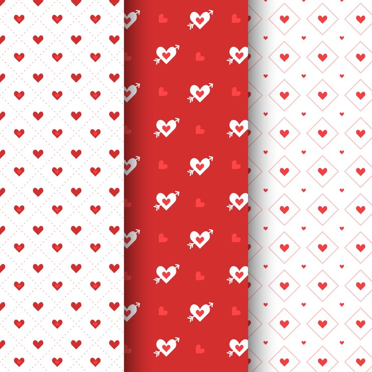 Vector gratuito colección de patrones planos de san valentín