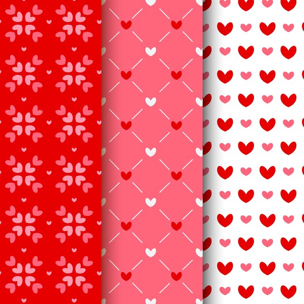 Colección de patrones planos de san valentín
