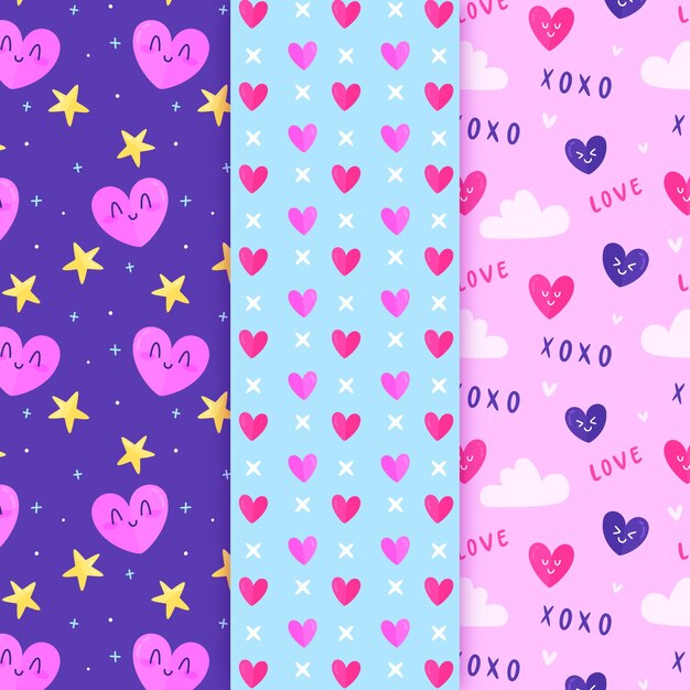 Colección de patrones planos de san valentín