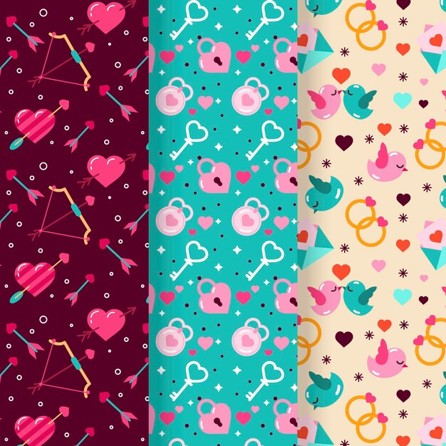 Colección de patrones planos de san valentín