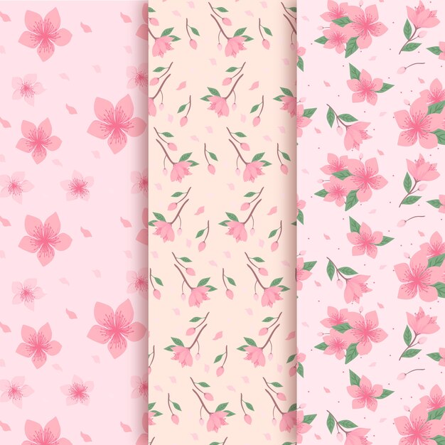 Colección de patrones de primavera dibujados a mano